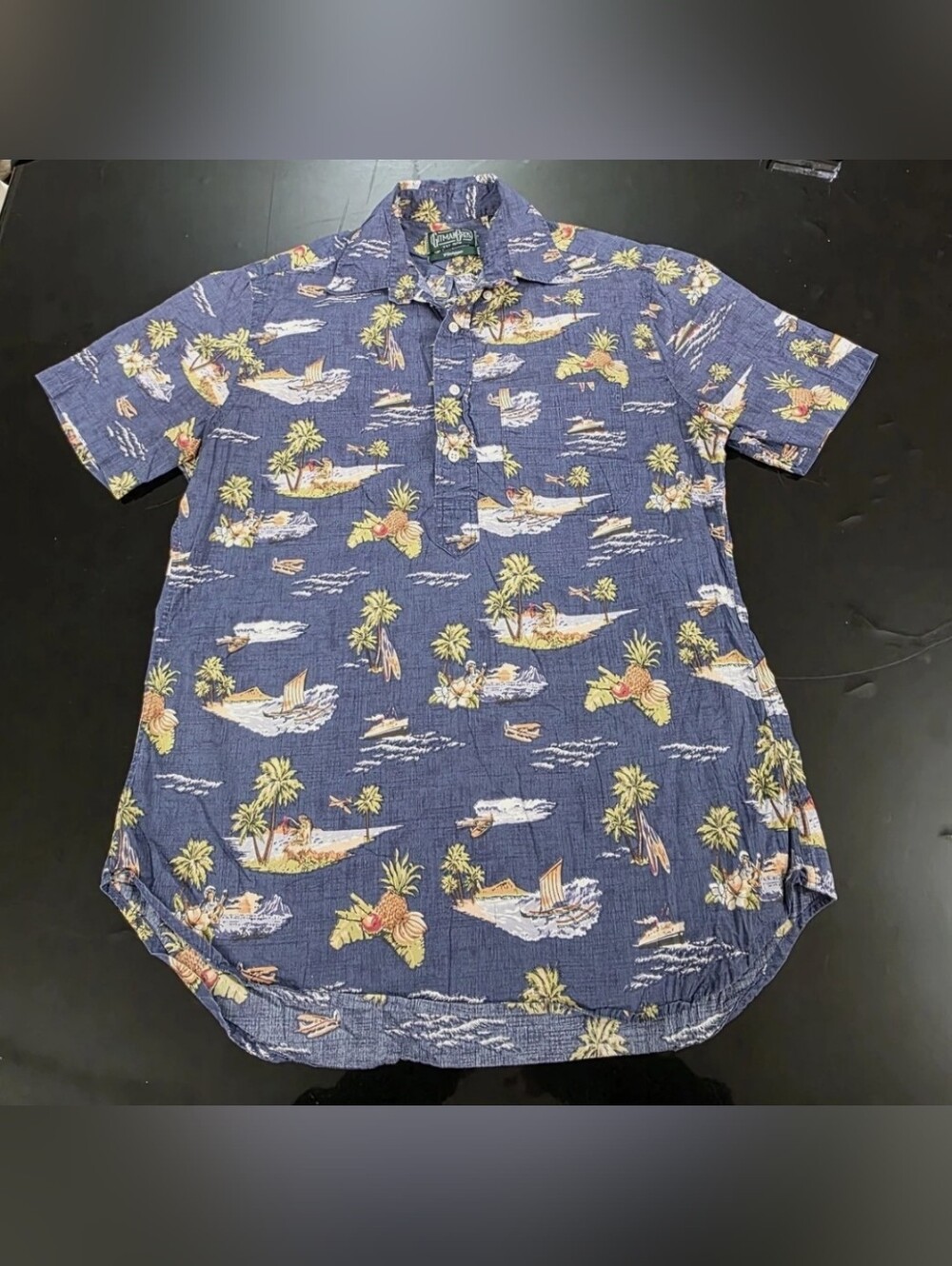 Gitman Bros Vintage Hawaiian Aloha Popover Tropical SS Shirt Mens M Made In USA